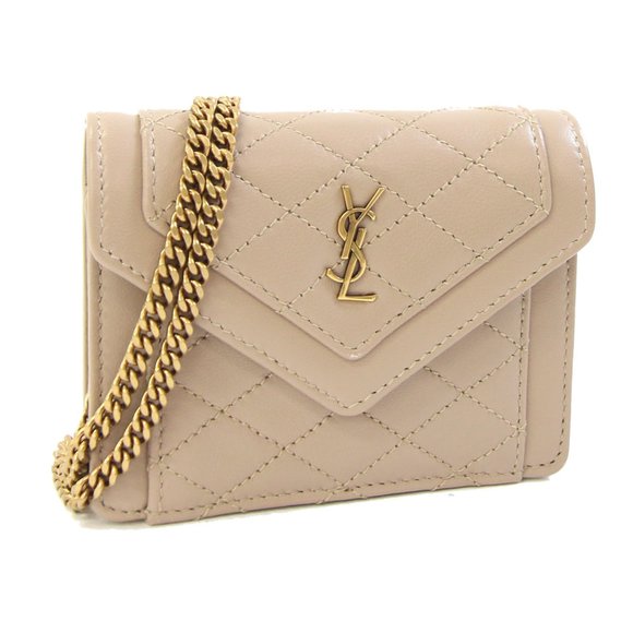 Saint Laurent Gaby Micro Shoulder Bag 685612 Beige Leather Quilted Pochette w... - Picture 1 of 8